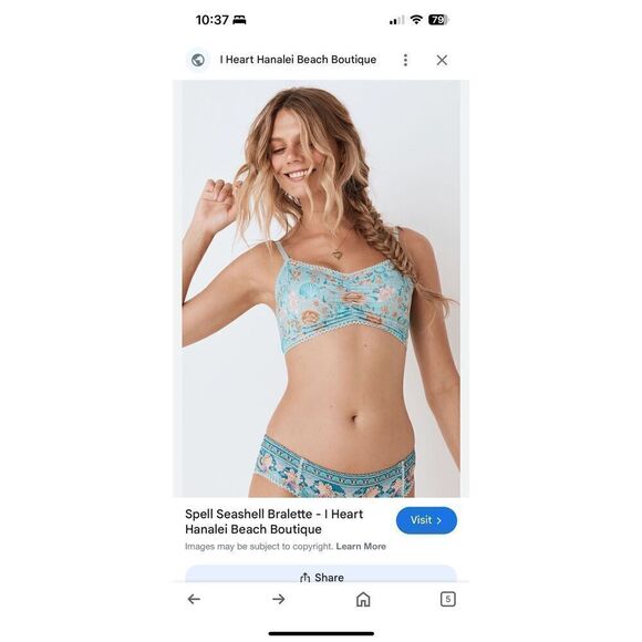 Spell & The Gypsy Seashell Bralette Seafoam Green Floral S - Picture 1 of 4